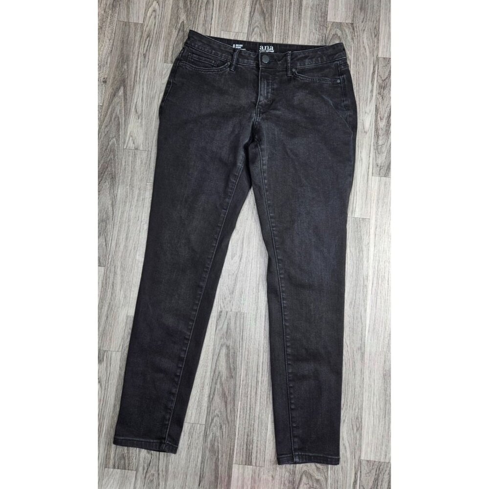 (3/$35) A.N.A A New Approach Size 8 Mid Rise Skinny‎ Black Grey Denim Jeans